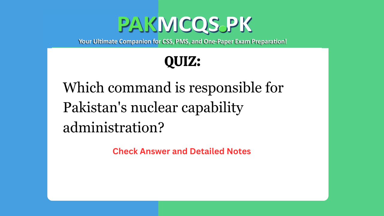 Which command is responsible for Pakistan’s nuclear capability administration?
