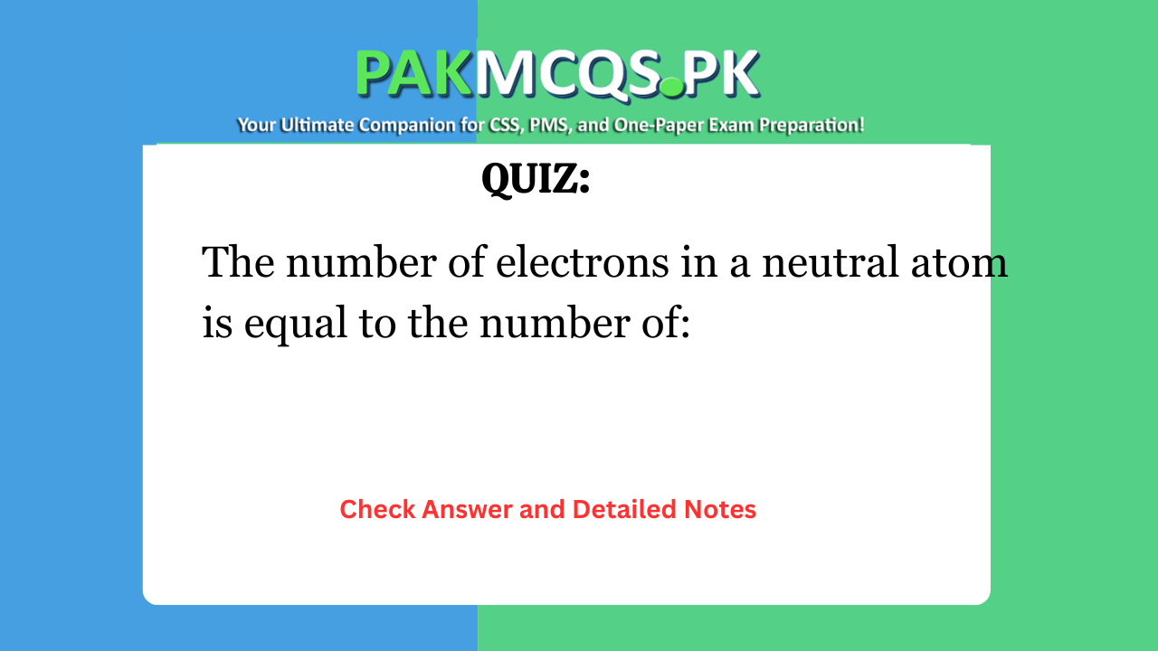 The number of electrons in a neutral atom is equal to the number of: