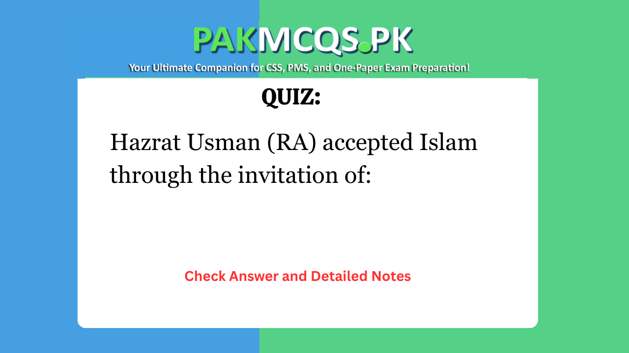 Hazrat Usman (RA) accepted Islam through the invitation of: